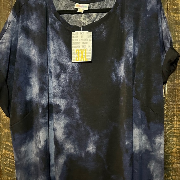 NWT CHELSEA LuLaRoe T-Shirt Dress ~ NAVY BLUE TIE DYE ~ Sizes 3XL - Picture 4 of 6